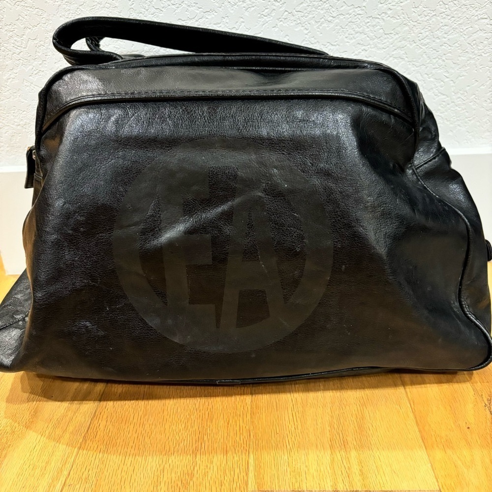 Emporio Armani Black Leather Bowler Tote